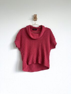 Cotelac Paris Angora Blend Popcorn Knit Cowl Neck Sweater Top